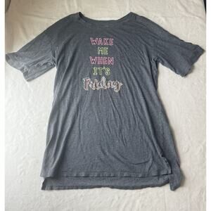 Secret Treasures Women's Gray Jersey Sleepshirt 'Wake Me When It's Friday' S-M